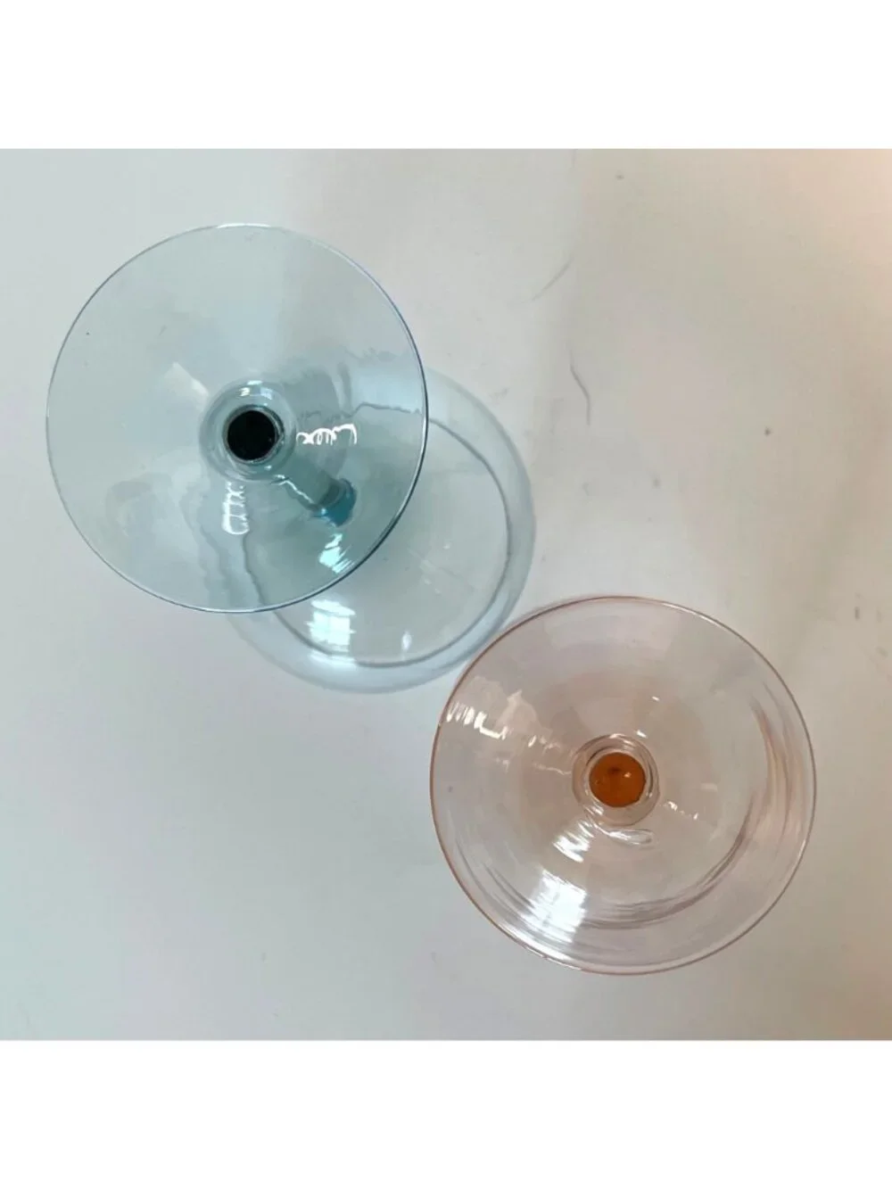 Byrdeen Handblown Crystal Two-Tone Balloon Wine Glasses set of 2 Rio and Cielo